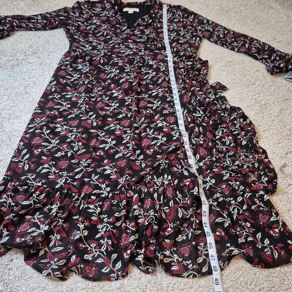 Michael Kors Georgette Ruffled Midi Wrap Dress Size XL - Picture 7 of 10